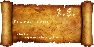 Kepecs Ervin névjegykártya